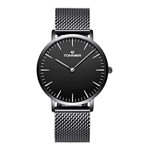 Ruiwatchworld Men's Analog Quartz Watch Men Ultra-Thin Dial Watches Stainless Steel Waterproof Fashion Wrist Watch