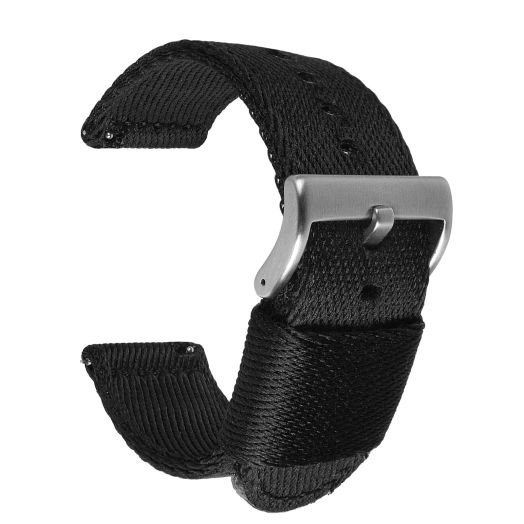 uEmoh Quick Release Nylon Watch Bands in Multiple Colors & Widths (20mm, 22mm) for Men and Women (20mm, Black)