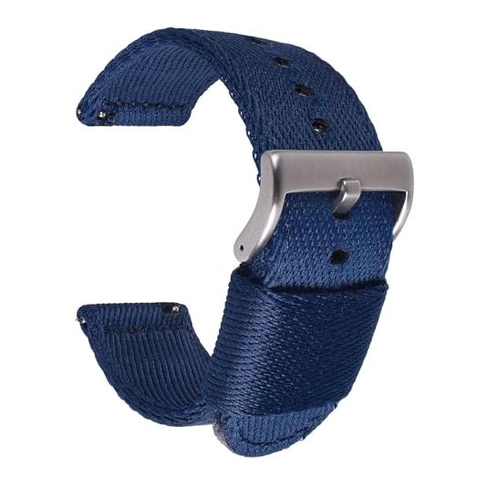 uEmoh Quick Release Nylon Watch Bands in Multiple Colors & Widths (20mm, 22mm) for Men and Women (20mm, Blue)