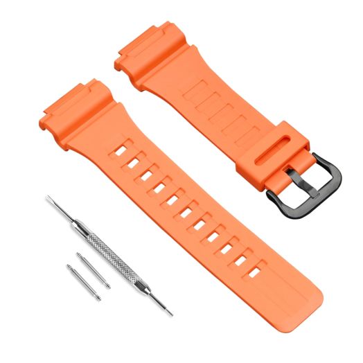 Waterproof Natural Resin Replacement Watch Band for Casio SGW-300H AE-1200 W-800H AQ- S800W AQ-S810W (Orange)