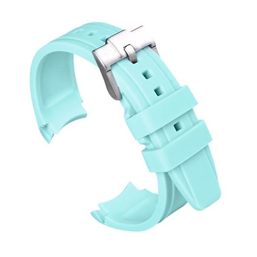 uEmoh Watch Band for Moonswatch Watch, Curved No Gap Soft Silicone Strap for Omega X Swatch Moonswatch Speedmaster 20mm Watch, Quick Release Watch Replacement Strap Men Women (Light Blue)