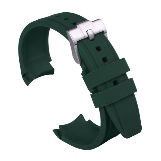 uEmoh Watch Band for Moonswatch Watch, Curved No Gap Soft Silicone Strap for Omega X Swatch Moonswatch Speedmaster 20mm Watch, Quick Release Watch Replacement Strap Men Women (Dark Green)