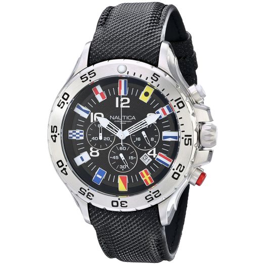Nautica Men's N16553G Stainless Steel Watch with Black Band