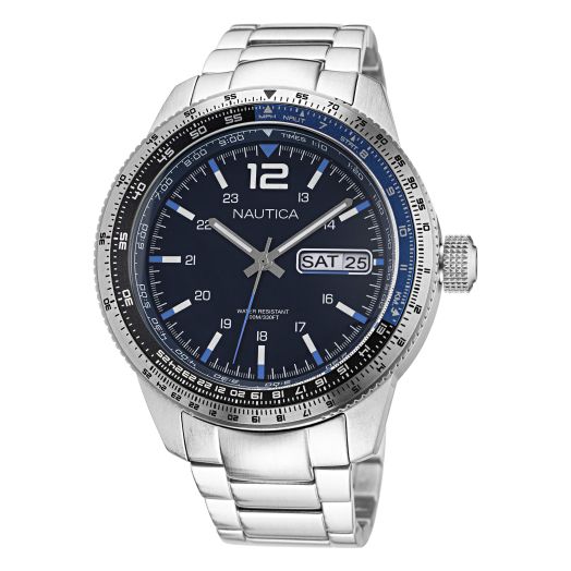 Nautica Men's NAPP39F10 Pier39 Grey/Blue/SSB Watch