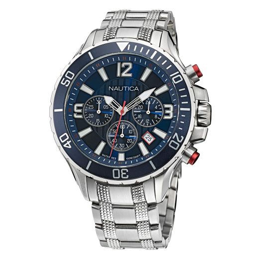 Nautica Men's NAPNSS123 NST Box Set Grey/Blue/SST Bracelet and White Silicone Strap Watch