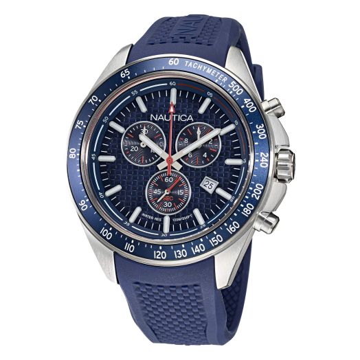 Nautica Men's NAPOBS108 Ocean Beach Grey/Blue/Blue Silicone Strap Watch