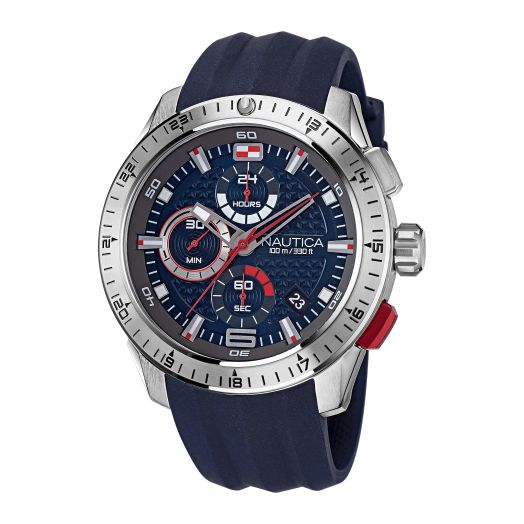 Nautica Men's NAPNSF108 NST 101 Grey/Blue/Blue Silicone Strap Watch