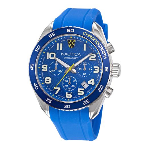 Nautica Men's NAPKBS225 Key Biscane Grey/Blue/Blue Silicone Strap Watch