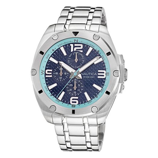 Nautica Men's NAPTCS225 Tin Can Bay Grey/Blue & Light Blue/SST Bracelet Watch