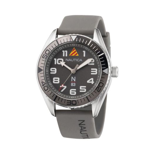 Nautica N83 Men's N83 Finn World Gray Silicone Strap Watch (Model: NAPFWF202)