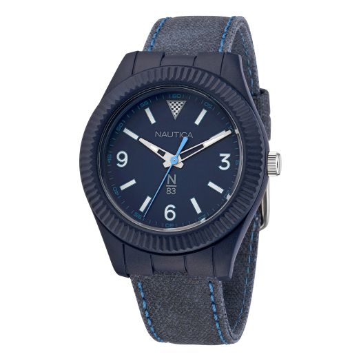 Nautica N83 Men's N83 Mercury Bay Blue Recycled Cotton Canvas Watch (Model: NAPMBF204)