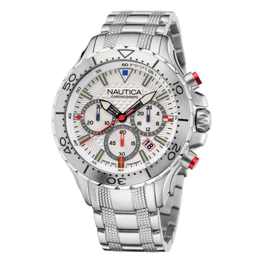 Nautica Men's NST Chrono Stainless Steel Bracelet and Black Silicone Strap Watch (Model: NAPNSF205)