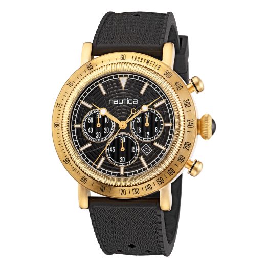 Nautica Men's Spettacolae Reissue Black Silicone Strap Watch (Model: NAPSPF201)