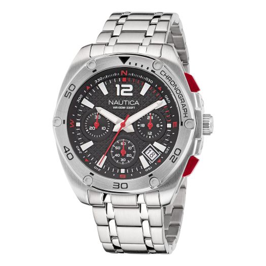Nautica Men's Tin Can Bay Chrono Stainless Steel Bracelet Watch (Model: NAPTCF206)