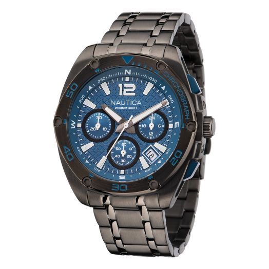 Nautica Men's Tin Can Bay Chrono/IP Gunmetal Stainless Steel Bracelet Watch (Model: NAPTCF211)
