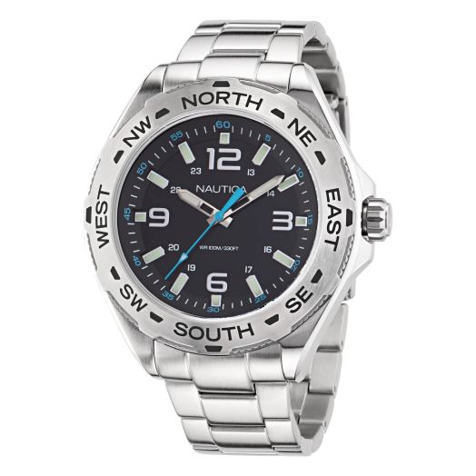 Nautica Men's NAPCWS301 Clearwater Beach Recycled (85%) Stainless Steel Bracelet Watch
