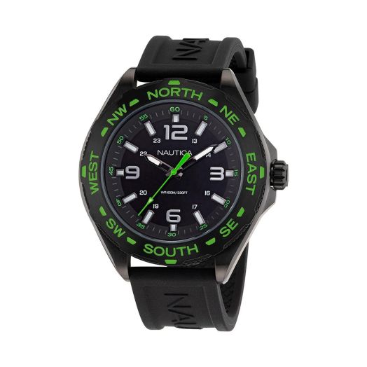 Nautica Men's NAPCWS303 Clearwater Beach Black Silicone Strap Watch
