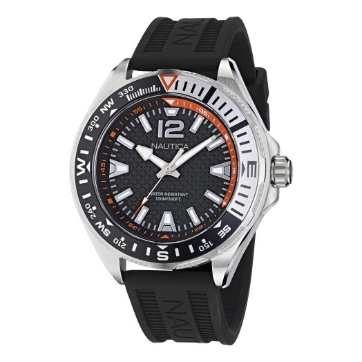 Nautica Men's NAPCWF304 Clearwater Beach Black Silicone Strap Watch