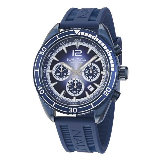 Nautica Men's NAPKBF304 Key Biscane Vintage Blue Silicone Strap Watch