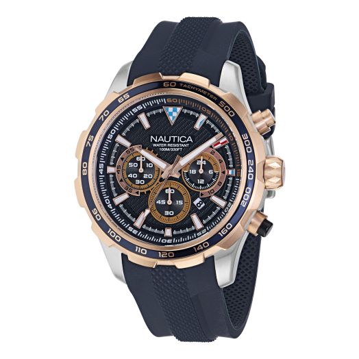 Nautica Men's NAPNSF304 NST Chrono Blue Silicone Strap Watch