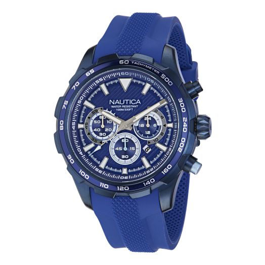 Nautica Men's NAPNSF305 NST Chrono Blue Silicone Strap Watch