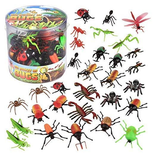Toy Bug Action Figure Set - 30 Piece Playset, 15 Unique Sculpts- Giant Insects Educational Toy Playset (Ants, Tarantula, Spiders) - 2in-4in Figures, Fun for Pranks or Summer Gift