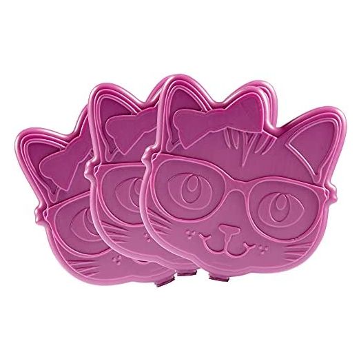 Reusable Hard Ice Pack for Lunch Box, Bento or Bag (3 Pack Ice Kitty) - Keep Cool Freezer Cold Packs, Lasts for Hours - Great for Kids or Adults, Long-Lasting, Slim & Lightweight Design