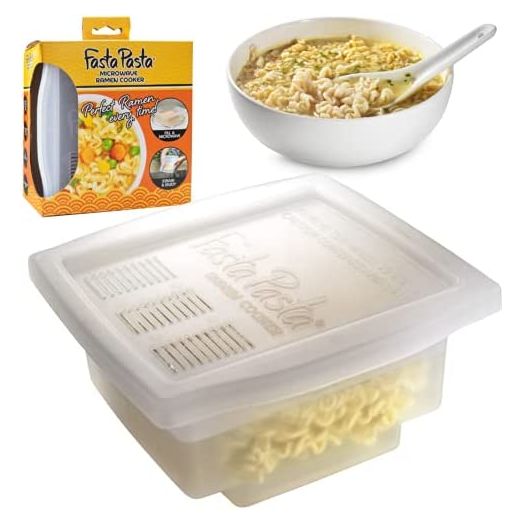 Fasta Pasta Microwave Ramen Noodle Cooker, No Mess, Sticking or Waiting For Boil