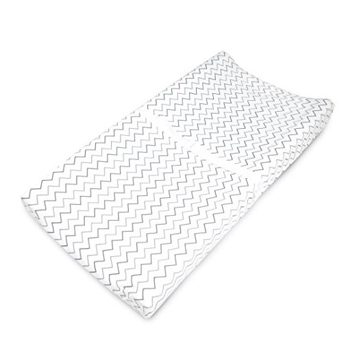 American Baby Company Printed 100% Natural Cotton Jersey Knit Fitted Contoured Changing Table Pad Cover, Grey Zigzag, Soft Breathable, for Boys and Girls