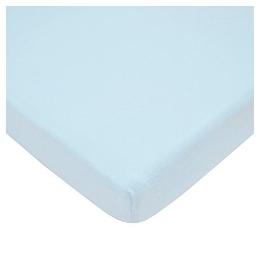 American Baby Company 100% Natural Cotton Jersey Knit Fitted Portable/Mini-Crib Sheet, Baby Blue, Soft Breathable, for Boys and Girls, Pack of 1
