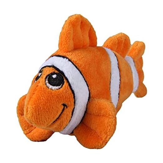 SmartPetLove Tender-Tuffs Tiny - Tough Plush Dog Toys for Puppies and Small Breeds - Stuffed Orange Clownfish with Puncture Resistant Squeaker