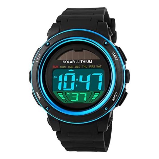 Multi Function Solar Power Watch LED Sport Watches Digital Waterproof Chronograph Wrist Watch