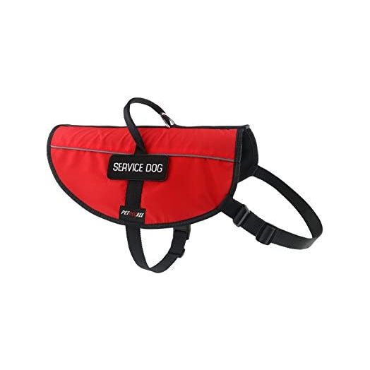 Petdogree Lightweight Reflective Red Service Dog Vest/Harness with Handle and Removable Patches (XS, S, M, L, XL)