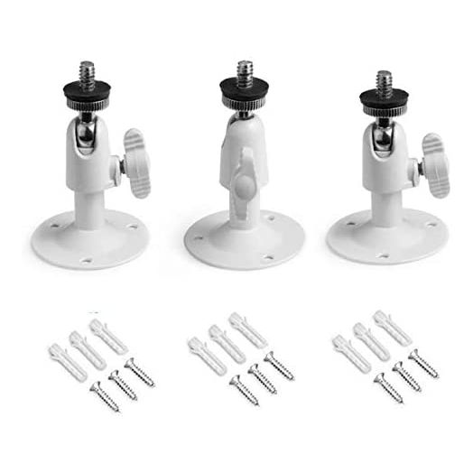 Security Wall Mount for Stick Up Cam Wired/Batter,SERMICLE Metal Security Camera Bracket for Oculus Sensor,Arlo, Arlo Pro, 360° Rotation 1/4" Screw (3 Pack,White)