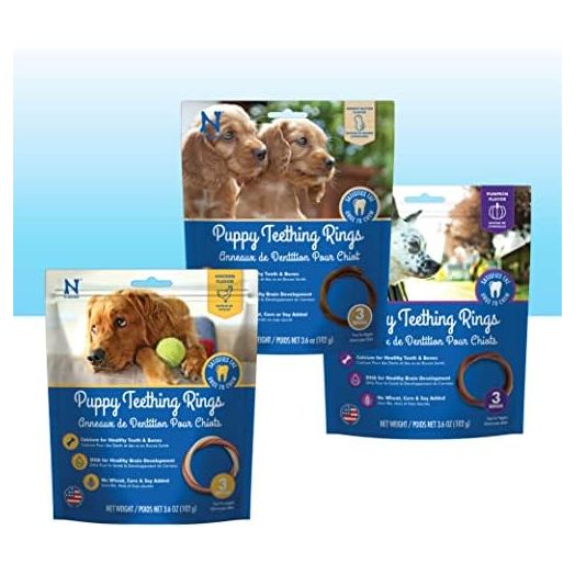 N-Bone Puppy Teething Rings 3 Count Bag Variety Pack, Chicken & Pumpkin & Peanut Butter Flavor, Total 3 Bags, 10.8-oz, 9 Rings