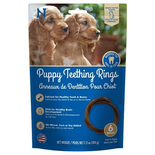 N-Bone Puppy Teething Rings Peanut Butter Flavor Dog Treat, 6 Count Bag, 7.2-oz