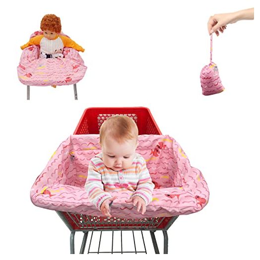 Pozico Shopping Cart Cover for Baby or Toddler/2-in-1 High Chair Cover/Machine Washable/Portable with Free Carry Bag(Easy Version, Pink Fish)
