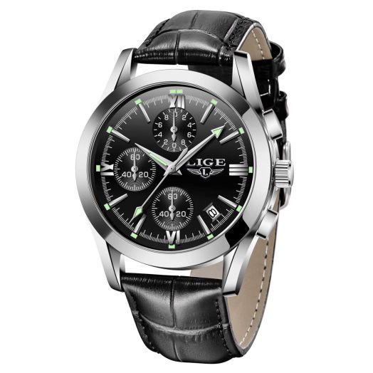 LIGE Watches,Mens Full Stainless Steel Luminous Quartz Watch Fashion Casual Business Dress Wristwatch Waterproof 30M Water
