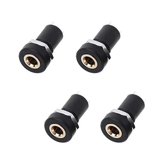 Ximimark 4Pcs 3.5MM Audio Video Jack Socket Stereo Solder Panel Mount Jack Connector Headphone Jack Connector 3 Pole Black with Nut