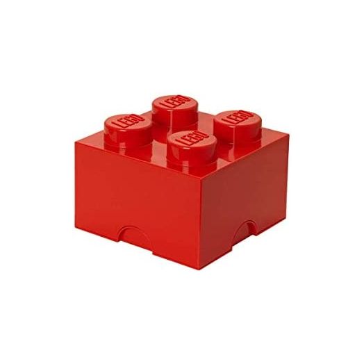 LEGO Brick 4 Knobs Stackable Storage Box, Red, 5.7 Litre