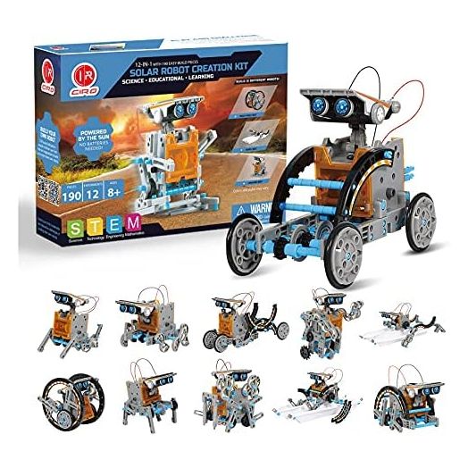 12-in-1 Solar Robot Toys STEM Education Activites Kits for Kids 8-12 190 Pieces Building Sets