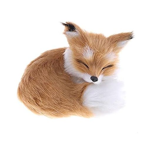Simulation Brown Fox Toy Furs Squatting Fox Model Home Decoration Animals World with Static Action Figures (Fox Toy)