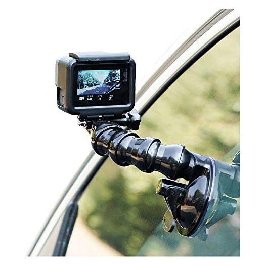 Flexible Gooseneck Suction Cup Car Mount Holder for GoPro Hero 10 9 8 7 6 5 Black,SUREWO Flexible Extension Car Windshield Mount with Phone Holder for iPhone,Samsung Galaxy,Google Pixel and More