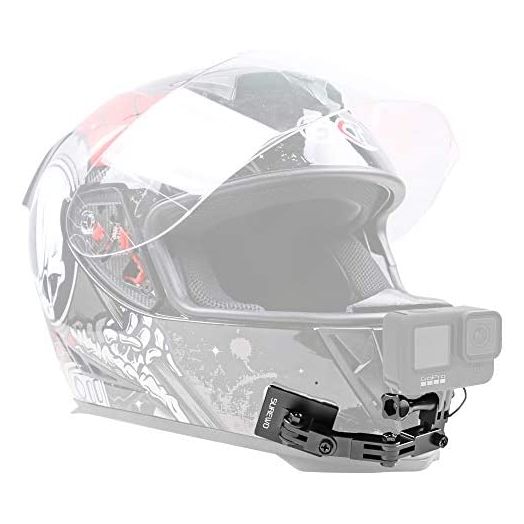 SUREWO Aluminum Motorcycle Helmet Chin Mount Compatible with GoPro Hero 10/9/8/7/(2018)/6/5 Black ,DJI Osmo Action 2,Insta360 ONE R/AKASO/Crosstour,and More