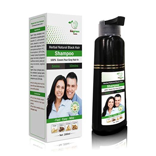 Biogreen ROOTS Natural Black Hair Color Shampoo with Herbals, 200ml