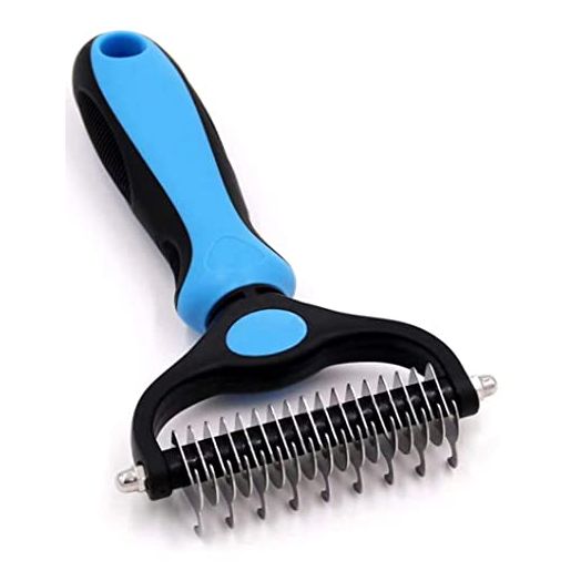 Hyda Upgraded Undercoat Rake for Dogs, Cat Dematting Tool, Perfect Deshedding Brush and Grooming Rake for Tangles, Knots or Mats Removal, Blue and Black