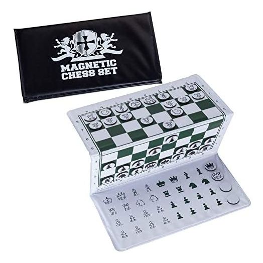 WE Games Mini White Logo Magnetic Pocket Chess Set, 6 x 3.25 in.