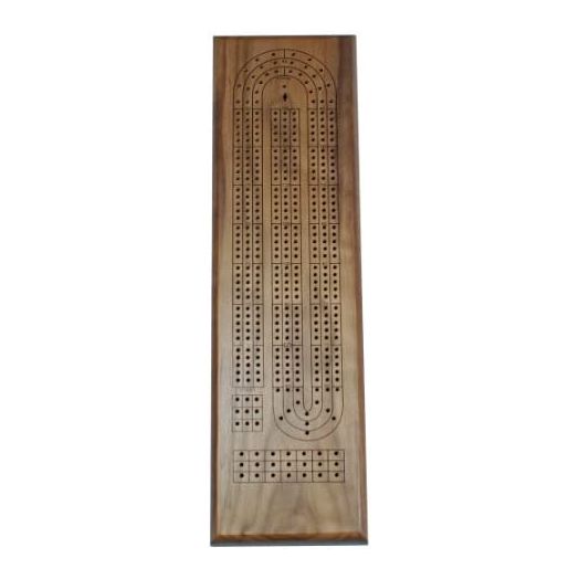 WE Games Classic Cribbage Set, Solid Walnut Wood Continuous 3 Track Board with Metal Pegs