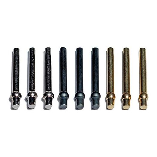 WE Games Standard Metal Cribbage Pegs with Velvet Pouch, Set of 9 (Brass, Silver & Black)
