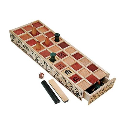 WE Games Senet Ancient Egyption Wooden Board Games, Strategy Board Game for Kids and Adults, Table Top Board Game with Built in Storage, with 10 Player Pieces, Keepsake Quality Desktop Game